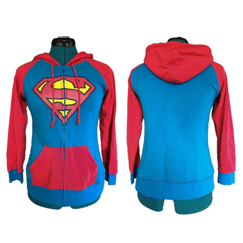 Superman Hoodie DC Comics Superman Logo Red Blue Zip-Up Hoodie Sweatshirt